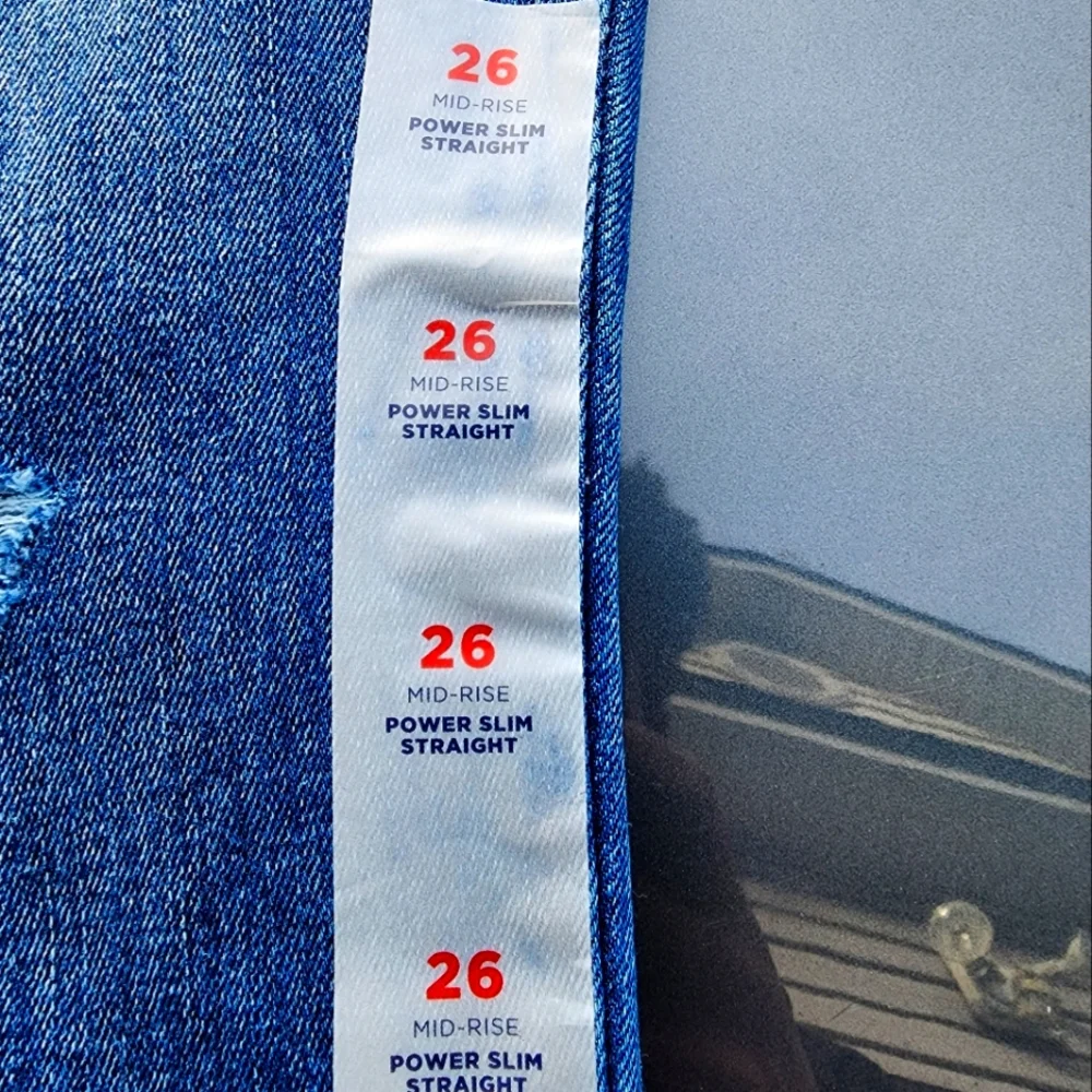 Old Navy Women's blue jeans pants 👖 power slim straight mid-rise - Picture 2 of 8